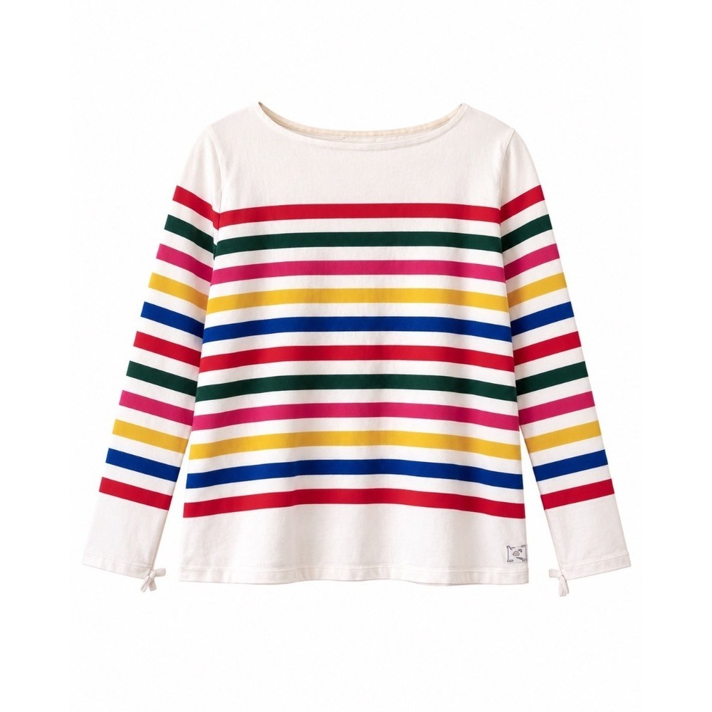 Talbots Plus Petite Womens‎ Striped Cotton Boatneck Top Rainbow 2XP